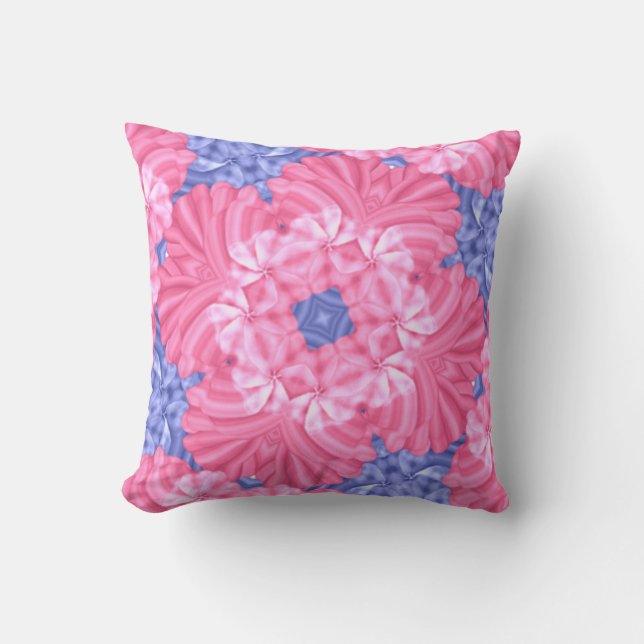 Cojín Decorativo Abstracto Rosa y Azul (Anverso)