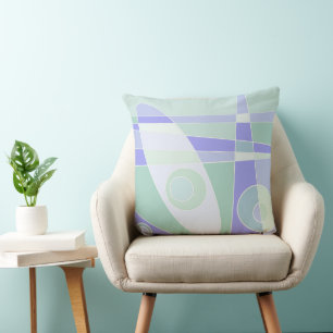 Cojín Decorativo Abstracto Surfing Pastel Verde Púrpura