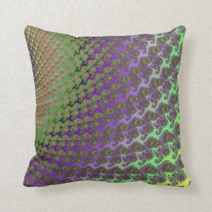 Cojín decorativo abstracto verde y púrpura del