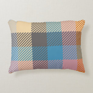 Cojín Decorativo abstracto vintage de color tostado o tartán, decor