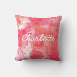 Cojín Decorativo Abstrato acuarela Pink Custom Name
