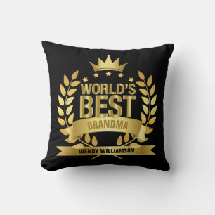 Cojín Decorativo Abuela Abuela Abuela Mejor del Mundo Oro Negro