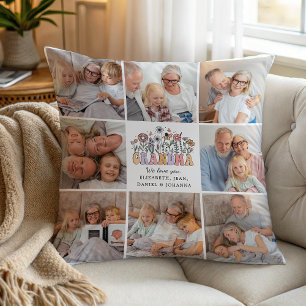 Cojín Decorativo Abuela Bonito Collage de Fotos de Flores Caprichos