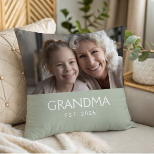 Cojín Decorativo Abuela Establecida Tipografía Verde Foto