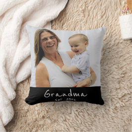 Cojín Decorativo Abuela Estableció foto con letra blanca
