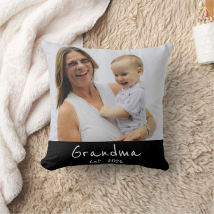 Cojín Decorativo Abuela Estableció foto con letra blanca