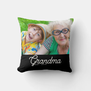 Cojín Decorativo Abuela Estableció Foto De Letra Moderna Negra