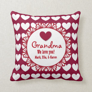 Cojín Decorativo ABUELA le amamos con los corazones y el cordón C0