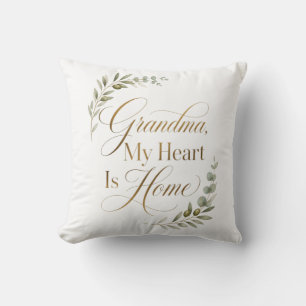 Cojín Decorativo Abuela, Mi Corazón Está en Casa