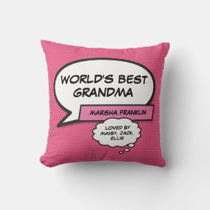 Cojín Decorativo Abuela moderna genial rosa divertida la mejor del 