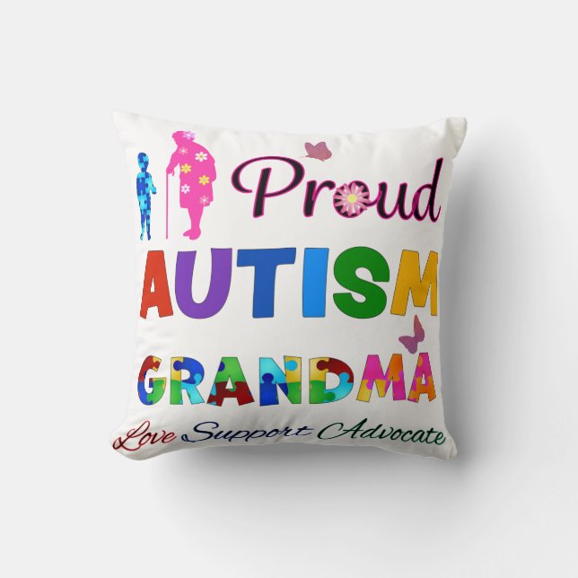 Cojín Decorativo Abuela orgullosa del autismo (Anverso)