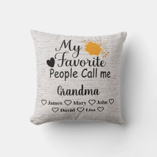 Cojín Decorativo Abuela personalizada con los nombres de los nietos