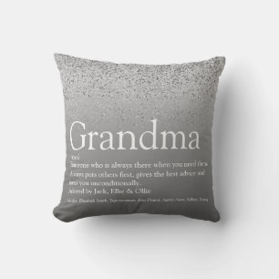 Cojín Decorativo Abuela Purpurina plateado definición de abuela