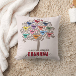 Cojín Decorativo Abuela Regalo Nietos Nombra Árbol 12 pájaros Thr