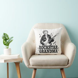 Cojín Decorativo Abuela Rockstar - Diseño de música divertida y ret