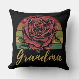 Cojín Decorativo Abuela Rosa Roja Retro Angustiada