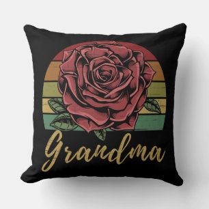 Cojín Decorativo Abuela Rosa Roja Retro Angustiada