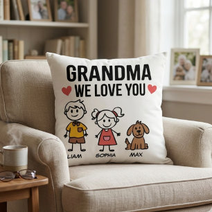 Cojín Decorativo Abuela Te Amamos Niños Ilustración Amor Familiar