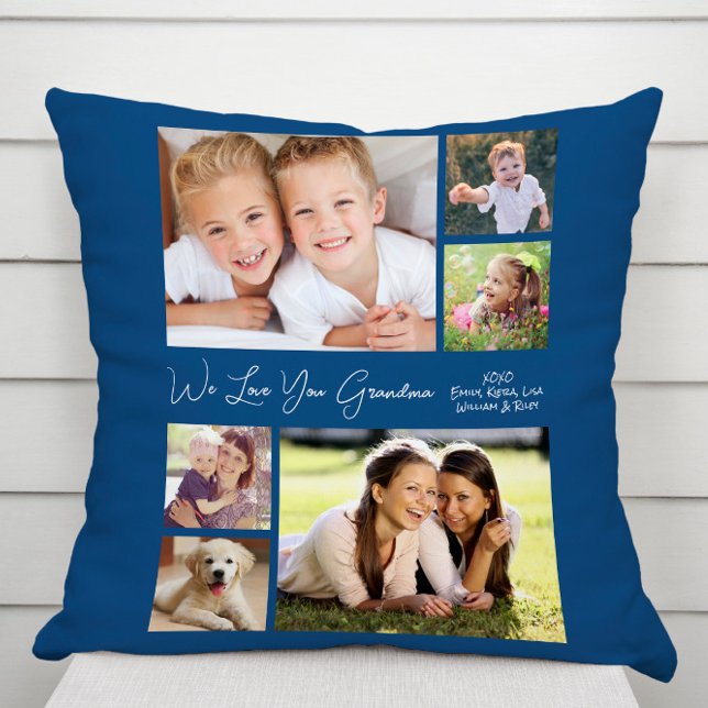 Cojín Decorativo Abuela: Te queremos foto azul (Subido por el creador)