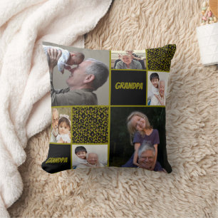 Cojín Decorativo Abuelo Collage de Fotos Personalizado