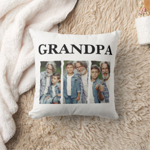 Cojín Decorativo Abuelo Collage de Fotos Personalizado