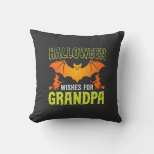Cojín Decorativo Abuelo de Halloween Murciélago Bruja Deseos