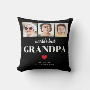 Cojín Decorativo Abuelo del Mundo Mejor Te amamos 3 Nombres de Foto