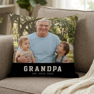 Cojín Decorativo Abuelo Estableció Foto Blanca Moderna y Negrita