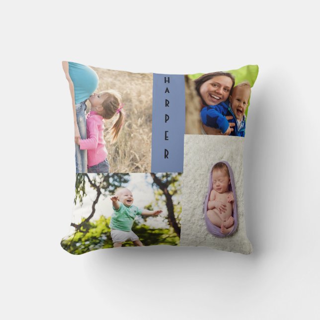 Cojín Decorativo Abuelo personalizado cuatro fotos (Anverso)