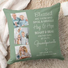 Cojín Decorativo Abuelos 3 Foto Verde Masaje Personalizado