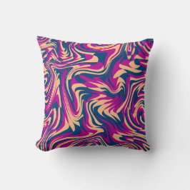 Cojín Decorativo Abundantes De Ondas Fluidas De Onda Azul Magenta B