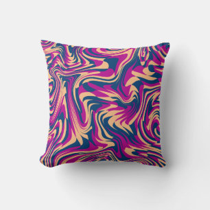 Cojín Decorativo Abundantes De Ondas Fluidas De Onda Azul Magenta B