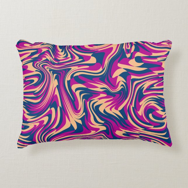 Cojín Decorativo Abundantes De Ondas Fluidas De Onda Azul Magenta B (Anverso)