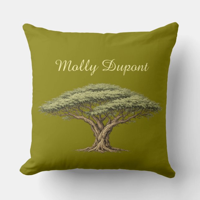 Cojín Decorativo Acacia Tree Throw Pillow with Custom Name (Anverso)