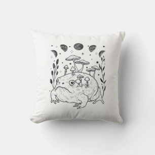 Cojín Decorativo Academia Luna Bruja Estética Goblincore Rana