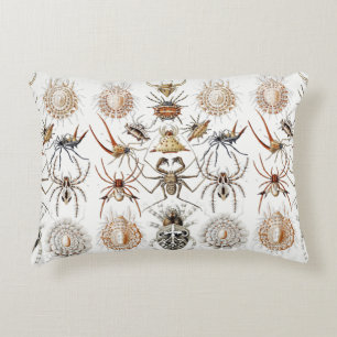 Cojín Decorativo Academia Oscura Haeckel Vintage Araña Simetría Art