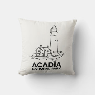 Cojín Decorativo Acadia National Park Lighthouse Line Art