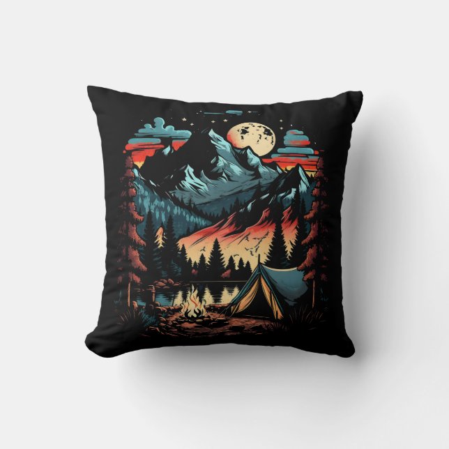Cojín Decorativo Acampando de noche (Anverso)
