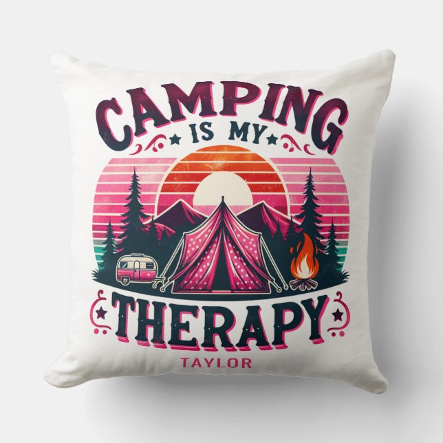 Cojín Decorativo Acampar es mi terapia (Anverso)