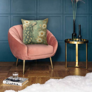 Cojín Decorativo Accent de pavo real Art Nouveau atemporal