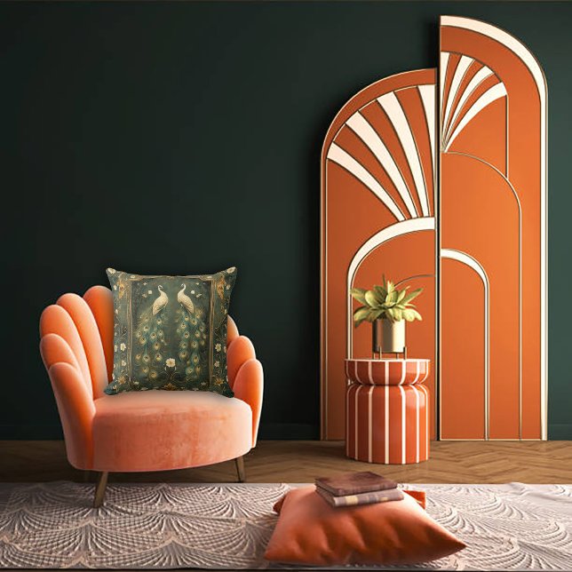 Cojín Decorativo Accent de pavo real Art Nouveau atemporal (Subido por el creador)
