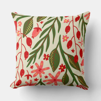 Cojín Decorativo Accent Floral y de Bayas Carmesí de Arte Popular