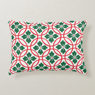 Cojín Decorativo Accent Pi de patrón de acebo de Navidad rojo moder