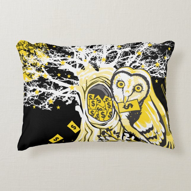 Cojín Decorativo Accent Pillow – Urban Tree Owl & Wealth Surreal  (Anverso)