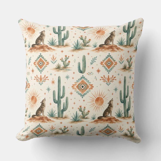 Cojín Decorativo Accent Rustico Coyote del Desierto del Sudoeste (Anverso)