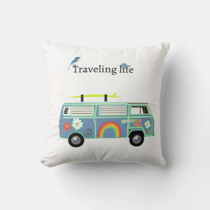 Cojín Decorativo Accesorio de regalo de viaje de vida retro van