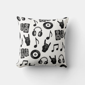 Cojín Decorativo Accesorios musicales: Patrón de cosecha monocromo.
