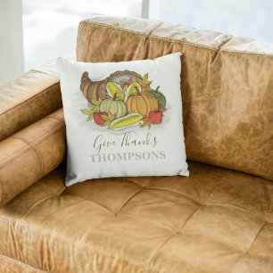 Cojín Decorativo Acción de Gracias Autumn Cornucopia Personalizada