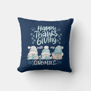 Cojín Decorativo Acción de Gracias Con Mis Gnomies Caen En El Gnome