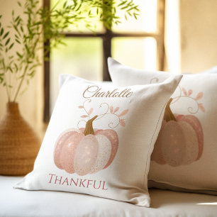 Cojín Decorativo Acción de Gracias Personalizada - Calabaza Caída A